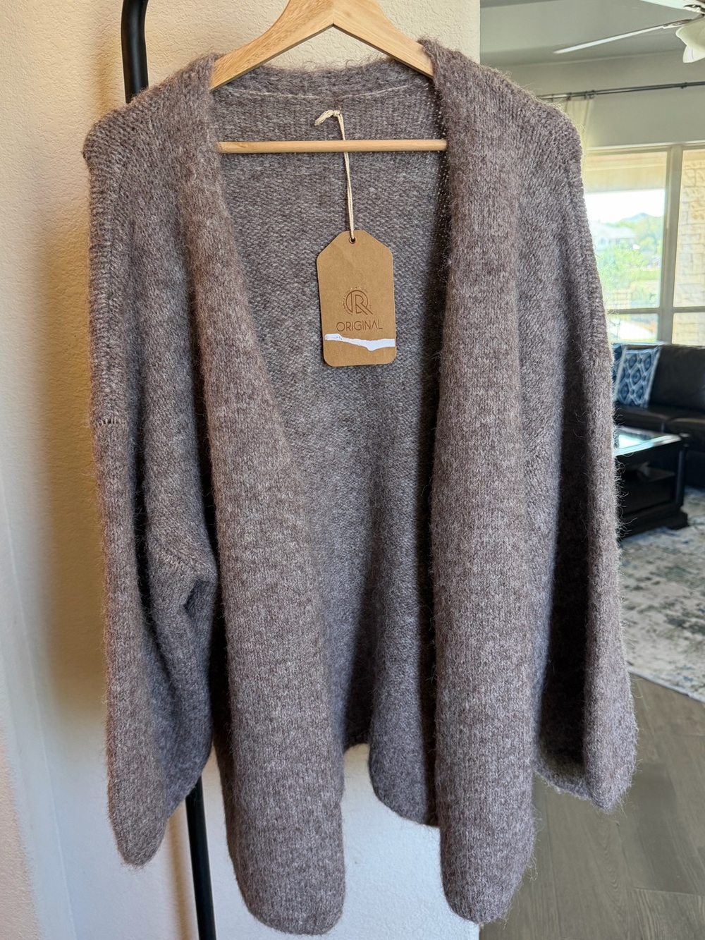 Relaxed Open-Front Women's Cardigan Sweater - Brown